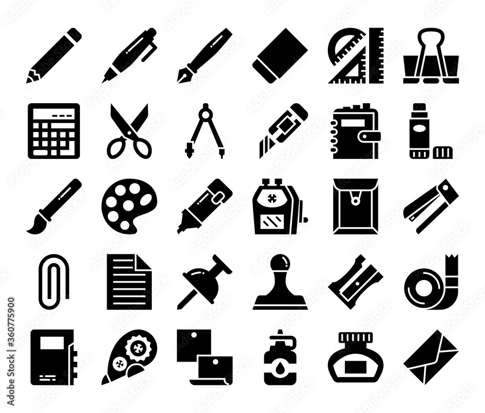 stationery glyph vector icons