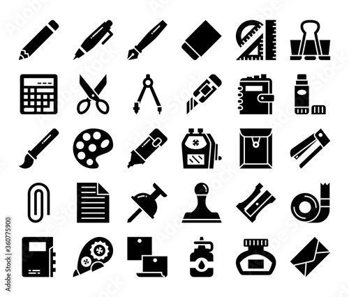 stationery glyph vector icons
