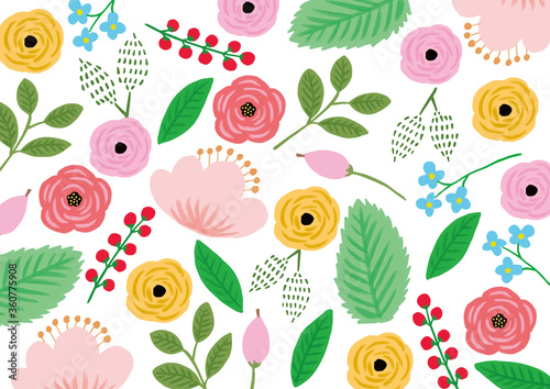 色んな花_模様_手描き