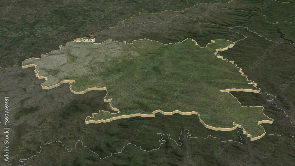Maseru, Lesotho - extruded with capital. Satellite Maseru, Lesotho - extruded with capital. Satellite