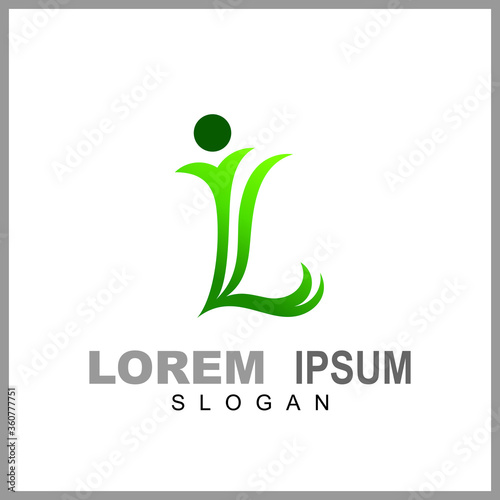 Letter L Logo Design With People Shape. Logo Concept Of Initial Letter Combination With Human Icon. Unique Lettermark Symbol