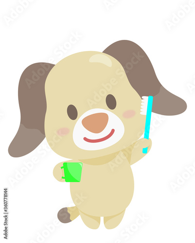 歯磨きをする犬