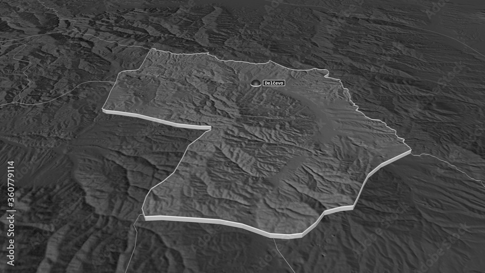 Delčevo, Macedonia - extruded with capital. Bilevel Delčevo, Macedonia - extruded with capital. Bilevel