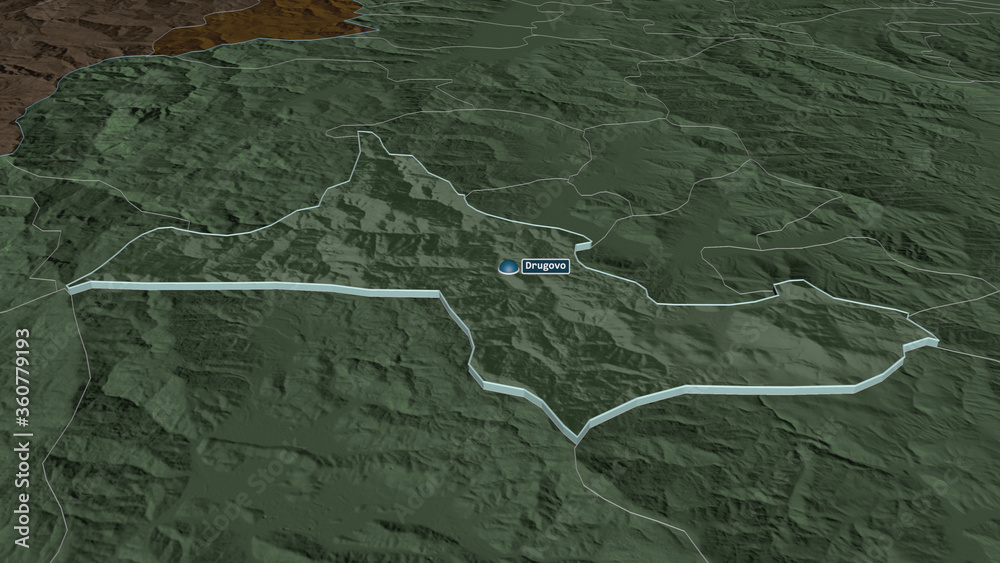 Naklejka premium Drugovo, Macedonia - extruded with capital. Administrative