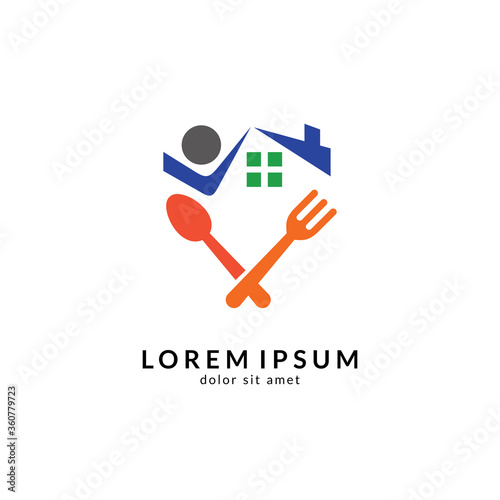 Kitchen, spoon and fork, dining restaurant, food and cafe logo vector. Culinary food symbol/icon design template