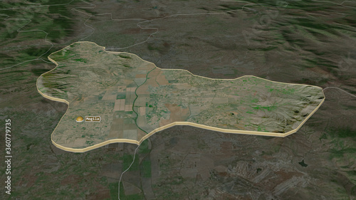 Mogila, Macedonia - extruded with capital. Satellite photo