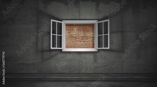 Tableau sur toile Brick wall window