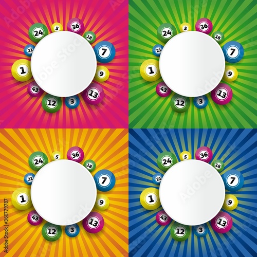 Bingo lottery balls and bingo cards concept vector illustration