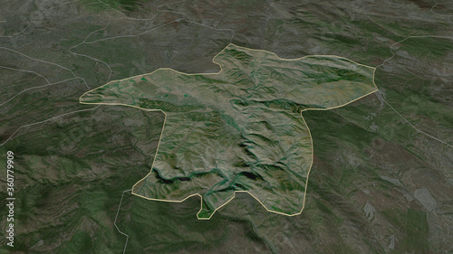 Petrovec, Macedonia - outlined. Satellite photo