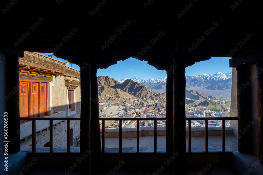 View of Leh city from balcony of Leh Palace