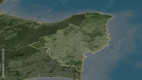 Gisborne, New Zealand - outlined. Satellite