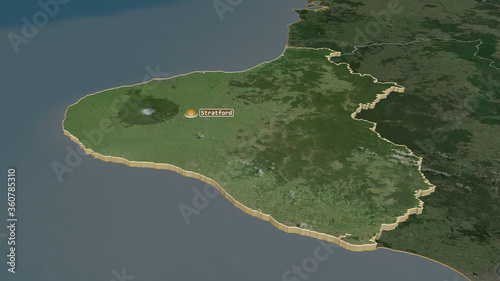 Taranaki, New Zealand - extruded with capital. Satellite
