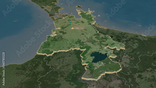 Waikato, New Zealand - extruded with capital. Satellite