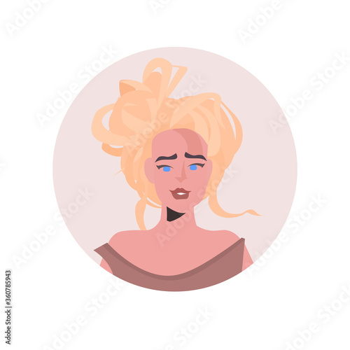 blonde young woman profile avatar beautiful girl face female cartoon character portrait vector illustration