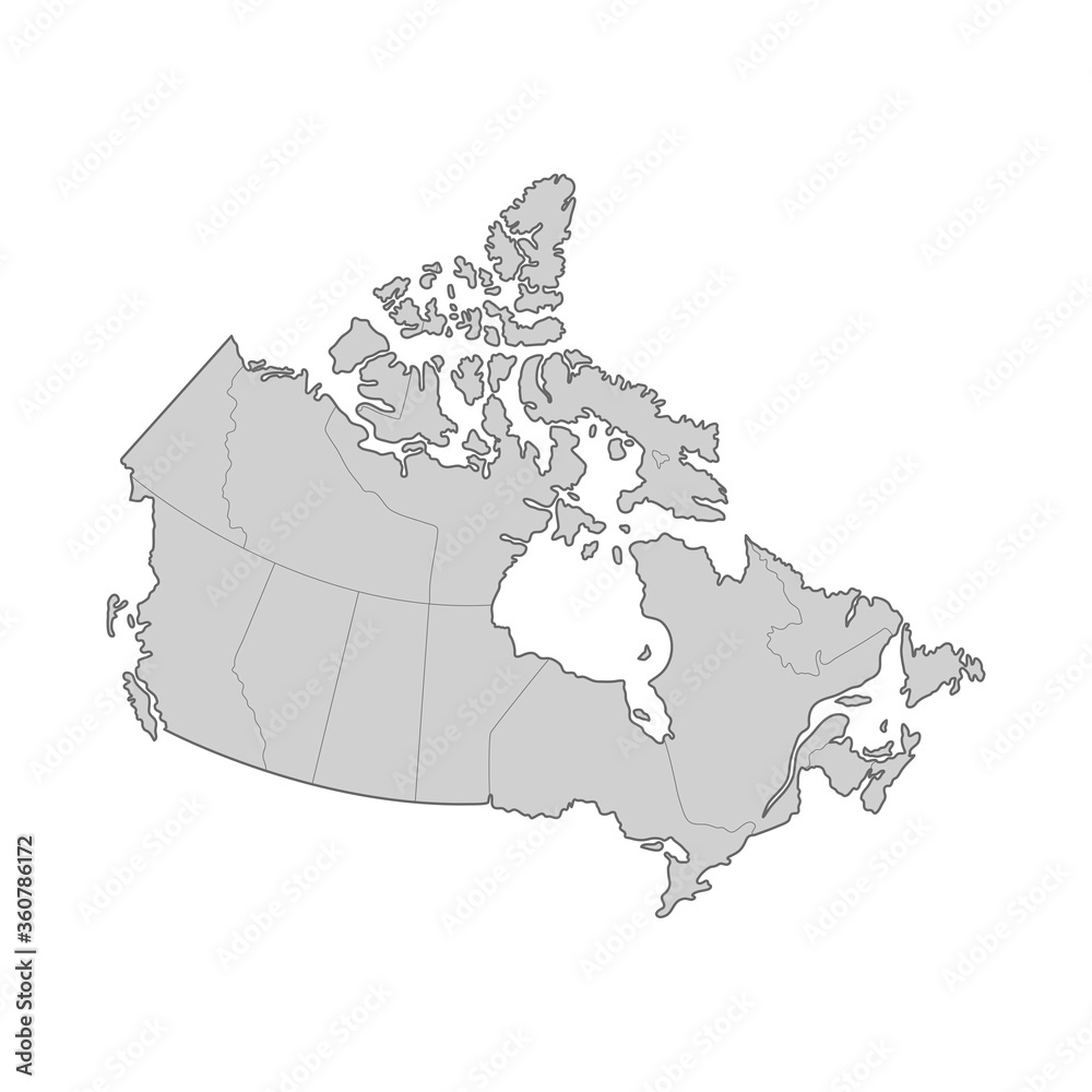 Map of Canada divided to regions. Outline map. Vector illustration ...