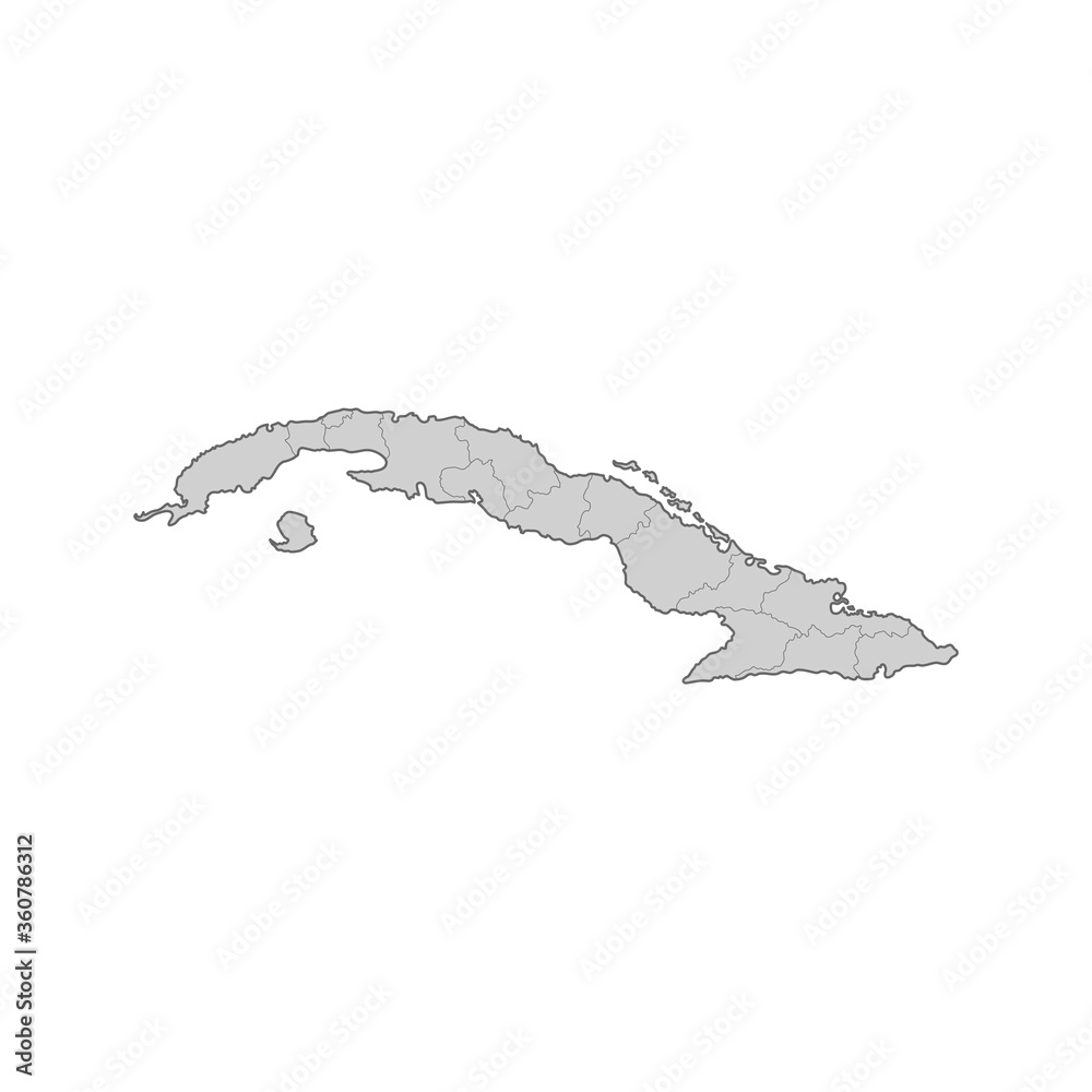 Map of Cuba divided to regions. Outline map. Vector illustration. Map of Cuba divided to regions. Outline map. Vector illustration.