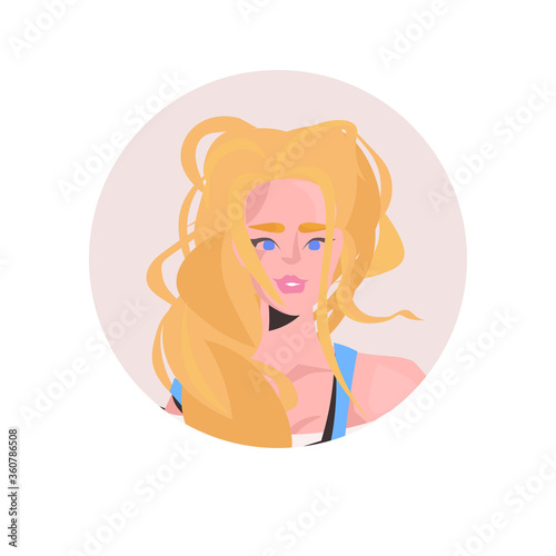 blonde young woman profile avatar beautiful girl face female cartoon character portrait vector illustration