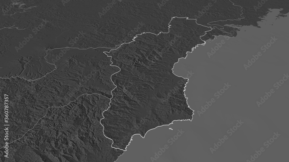 Hamgyŏng-bukto, North Korea - outlined. Bilevel