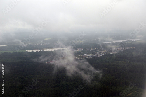 Suburbs of Oslo. View from the airliner of Tallinn - Oslo