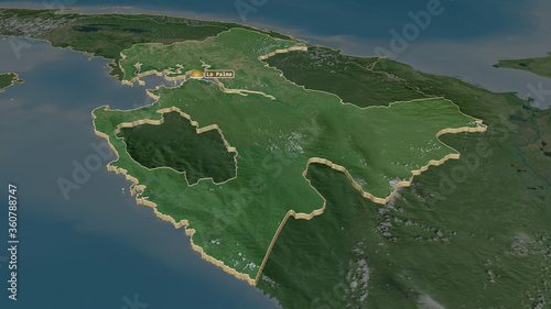 Darién, Panama - extruded with capital. Satellite