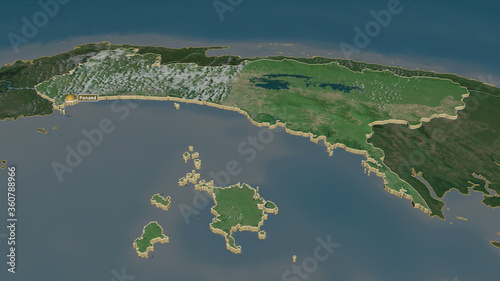Panamá, Panama - extruded with capital. Satellite photo