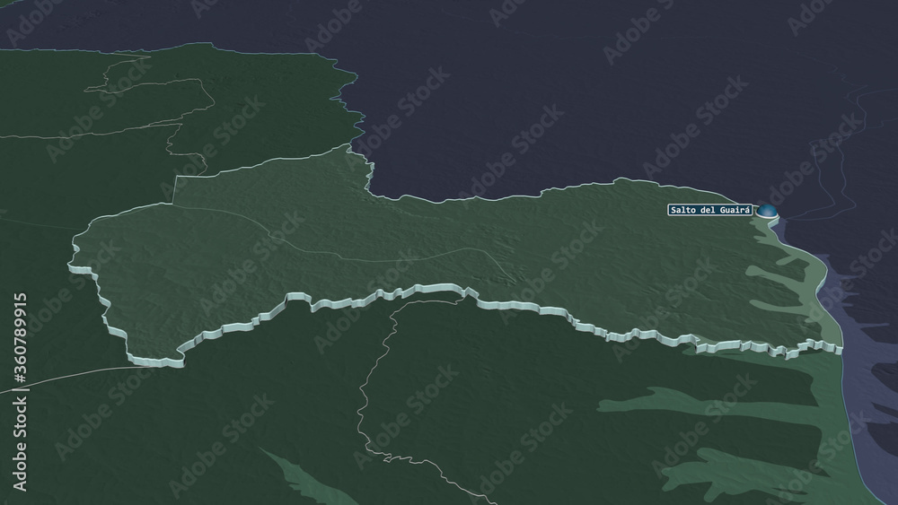 Canindeyú, Paraguay - extruded with capital. Administrative
