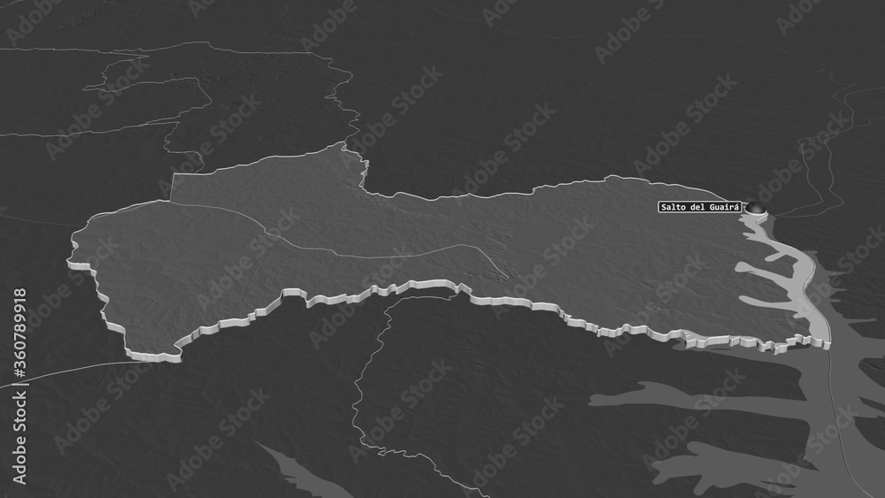 Canindeyú, Paraguay - extruded with capital. Bilevel Canindeyú, Paraguay - extruded with capital. Bilevel