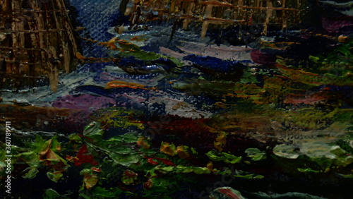 Fototapeta Naklejka Na Ścianę i Meble -  Art oil painting flower , abstract , design , background from thailand	