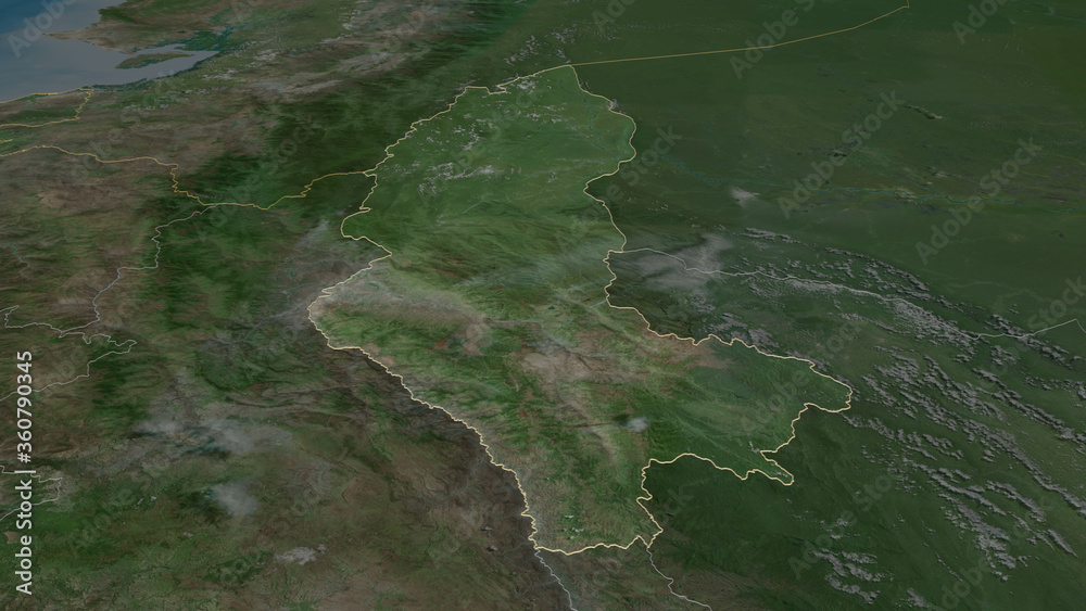 Amazonas, Peru - outlined. Satellite