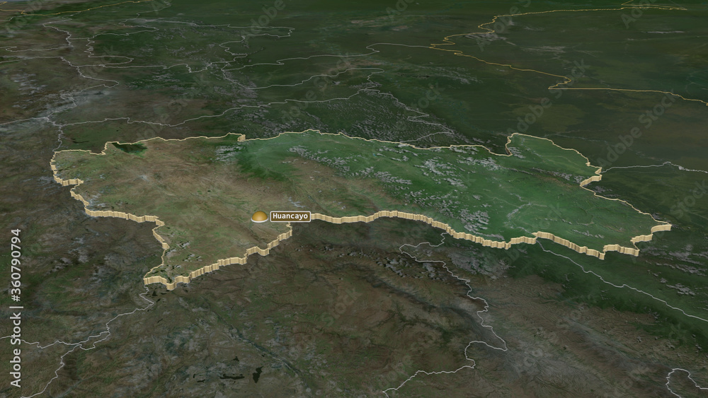 Junín, Peru - extruded with capital. Satellite Junín, Peru - extruded with capital. Satellite