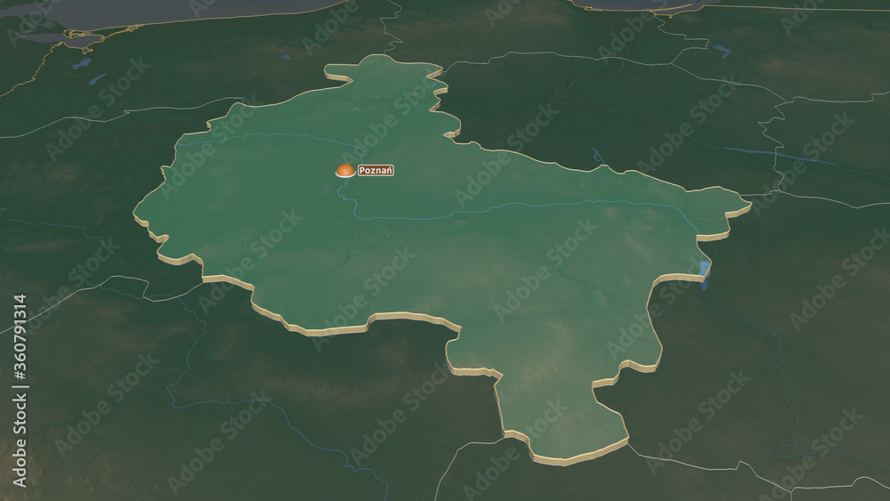 Greater Poland, Poland - extruded with capital. Relief Greater Poland, Poland - extruded with capital. Relief