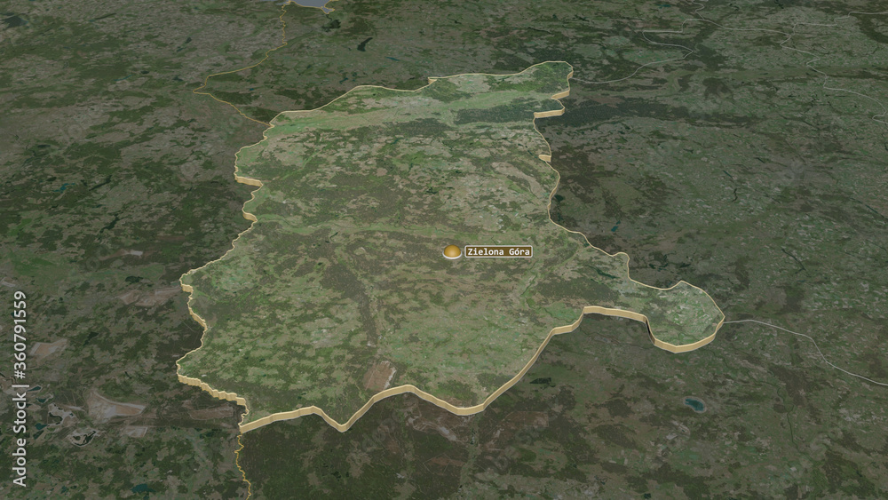 Lubusz, Poland - extruded with capital. Satellite Lubusz, Poland - extruded with capital. Satellite