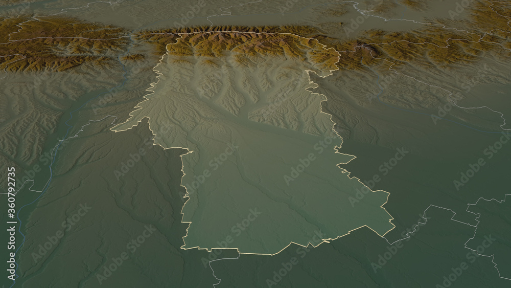 Argeș, Romania - outlined. Relief Argeș, Romania - outlined. Relief