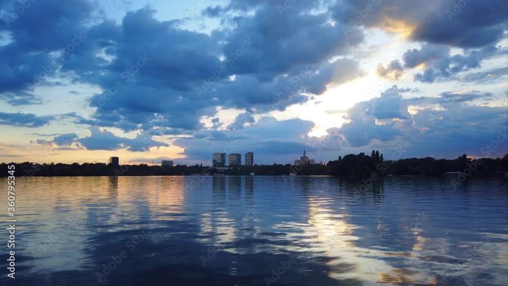 City skyline time lapse sunset , Bucharest Romania City skyline time lapse sunset , Bucharest Romania