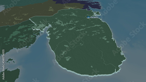 Murmansk, Russia - extruded with capital. Administrative