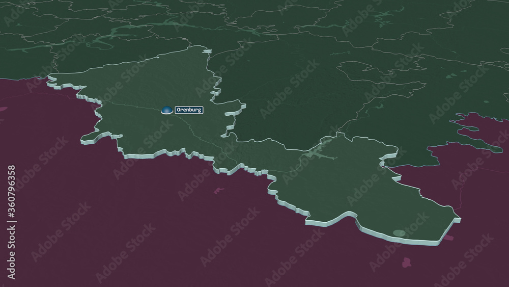 Orenburg, Russia - extruded with capital. Administrative