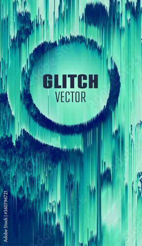 Circle pixel disintegration glitch. Abstract vector background. Vertical technology wallpaper
