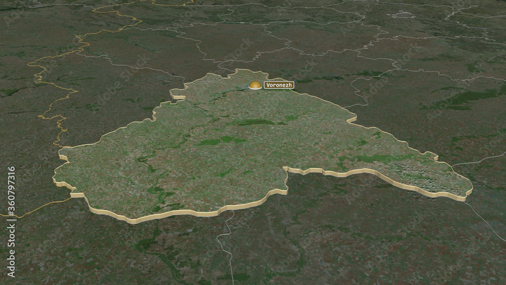 Voronezh, Russia - extruded with capital. Satellite