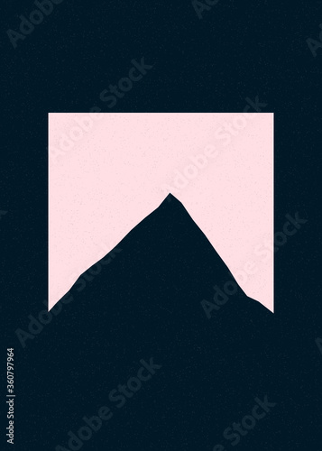 Rose Taupe color Mountains rocks silhouette art logo design illustration