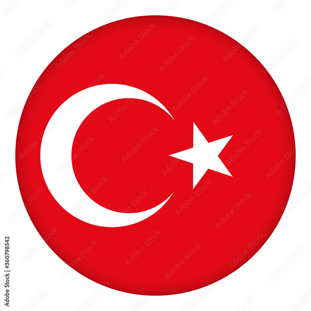 Flag of Turkey round icon, badge or button. Turkish national symbol. Template design, vector illustration. Flag of Turkey round icon, badge or button. Turkish national symbol. Template design, vector illustration.