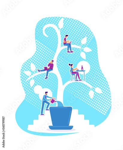 Students education flat concept vector illustration