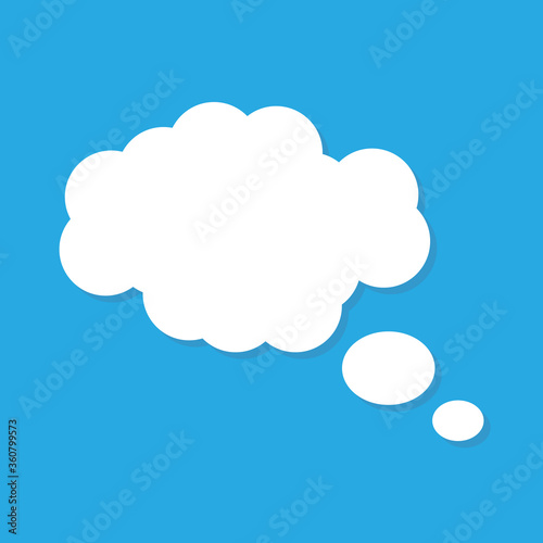 Blank empty balloon cloud with white color isolated on blue background. vector dialog for website