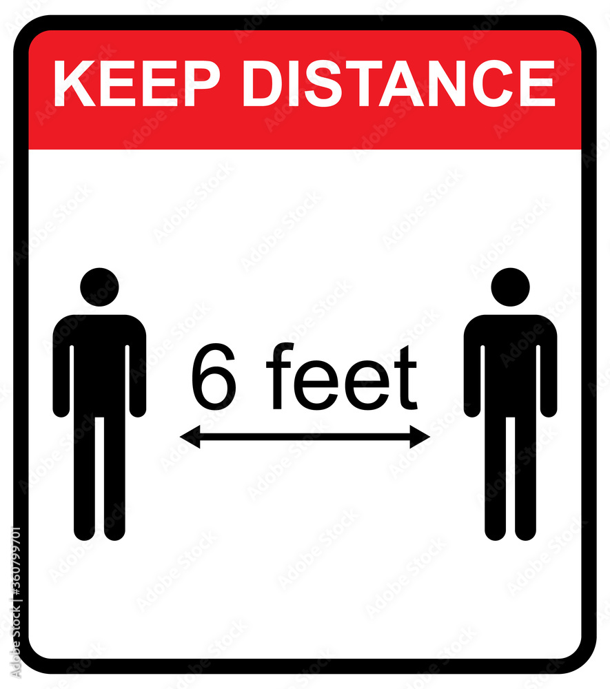 Social distancing icon vector isolated on white background. Covid-19 alert with man sign, vector illustration Social distancing icon vector isolated on white background. Covid-19 alert with man sign, vector illustration