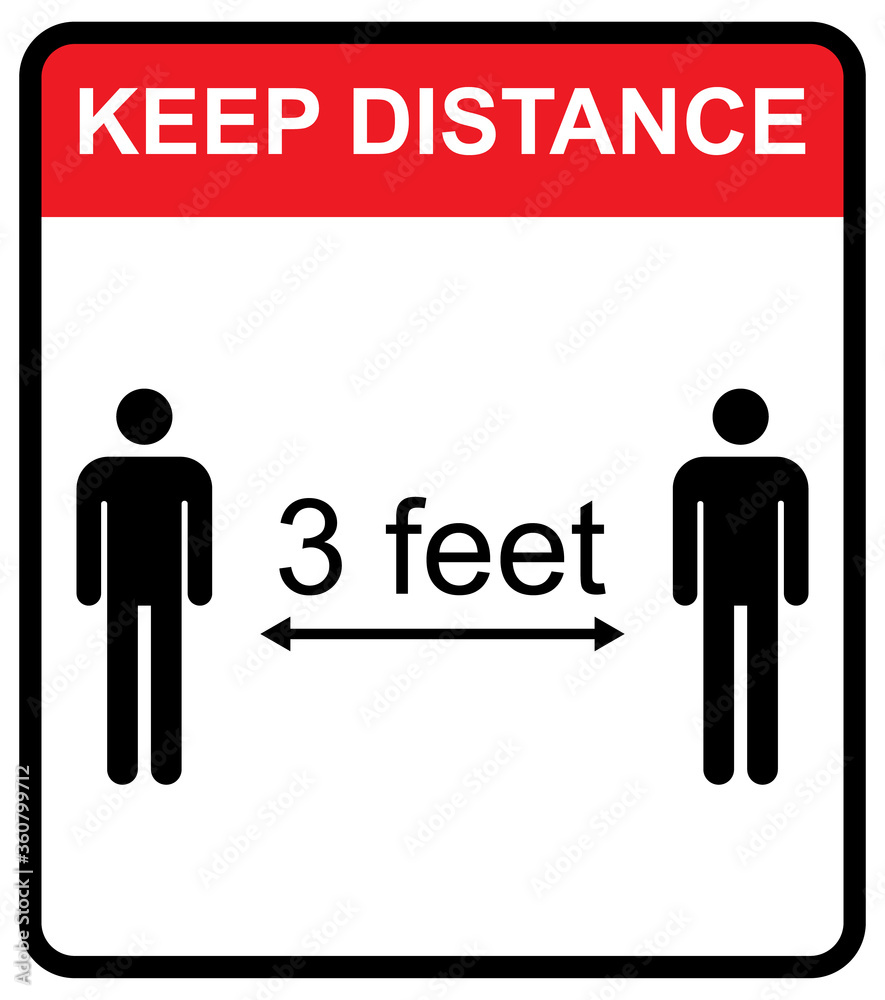Social distancing icon vector isolated on white background. Covid-19 alert with man sign, vector illustration Social distancing icon vector isolated on white background. Covid-19 alert with man sign, vector illustration