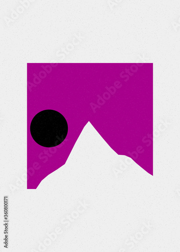 Jade Green color Mountains rocks silhouette art logo design illustration