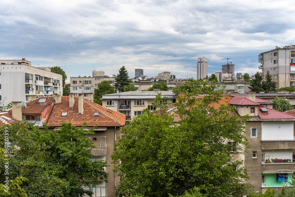 View of Sofia city trough a window