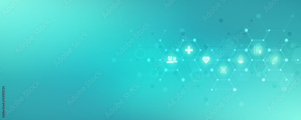 Abstract medical background with flat icons and symbols. Template design with concept and idea for healthcare technology, innovation medicine, health, science and research. Abstract medical background with flat icons and symbols. Template design with concept and idea for healthcare technology, innovation medicine, health, science and research.