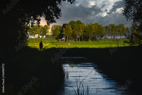 beautiful Dutch  spring sunset sky