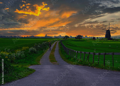 beautiful Dutch  spring sunset sky