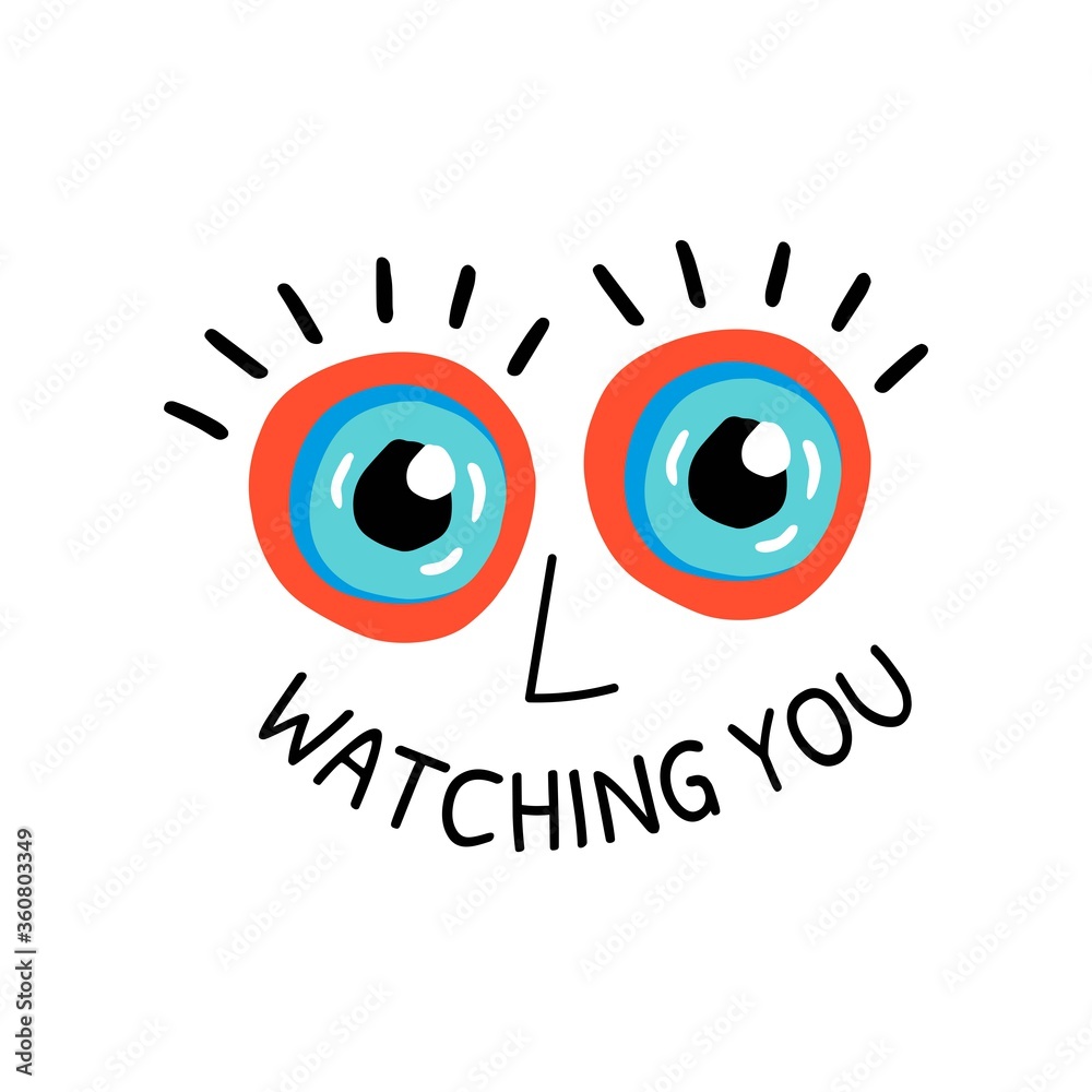 Caption I am watching you with two blue eyes.
